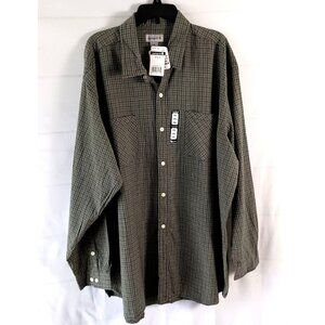 Carhartt Men’s 3XL Green Micro Check Button Front Long Sleeve Shirt NWT